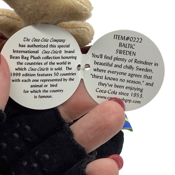 Vtg Coca-Cola 1999 Baltic Sweden Reindeer Bean Bag Plush Toy Collectible - Picture 3 of 11